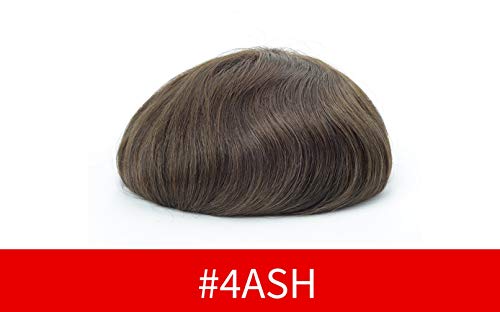 Lordhair 100% Human Hair Indian Hair 0.08mm Super Thin Skin Skin Hair Replacement System Color #4ASH Toupee - Image 2