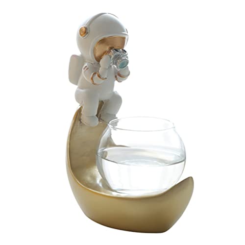 ibasenice Pot De Fleurs Hydroponique Astronaute en Verre Transparent avec LED pour Bureau Salon Décoration Moderne Plante Hydroponique Succulente Originale