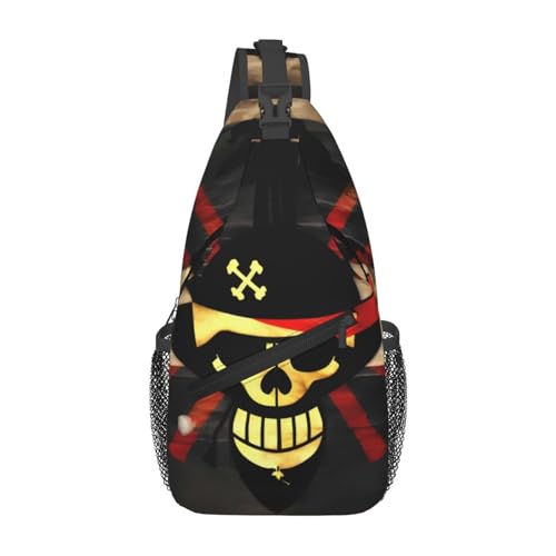 Morrales de un solo tirante con diseño bandera pirata miniatura 1