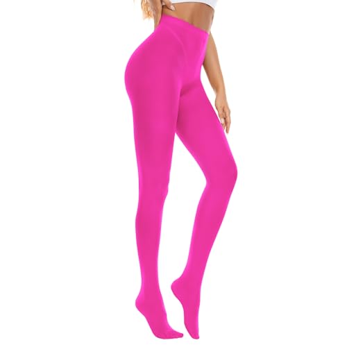 Image of American Trends Tights for Women, 80D Semi Opaque High Waisted Pantyhose, Footed Run Resistant Dance Tights Stockings