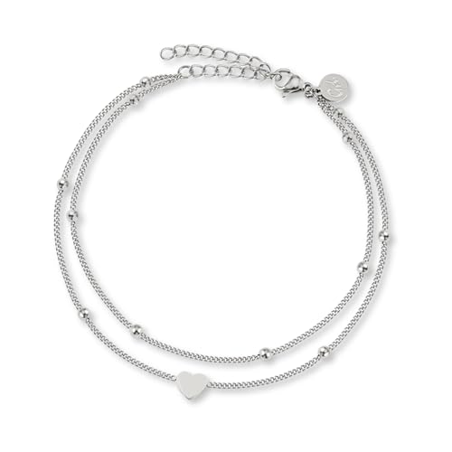 GD GOOD.designs Fußkettchen Herz Silber für Damen - Wasserfest...