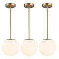 DALIVOL Modern Globe Pendant Light Mid Century Opal Glass Hanging Light Fixture Gold Finish, 3-Light Glass Pendant Lighting for Kitchen Island Dining Room Bedroom Hallway and Bathroom…