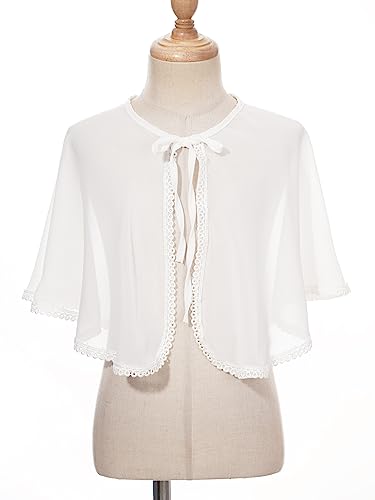 Girls Chiffon Bolero Cardigan Shrugs Kids Sheer Lace-up Shawl Top Flower Girl Communion Party Dress Cover Up Jacket3