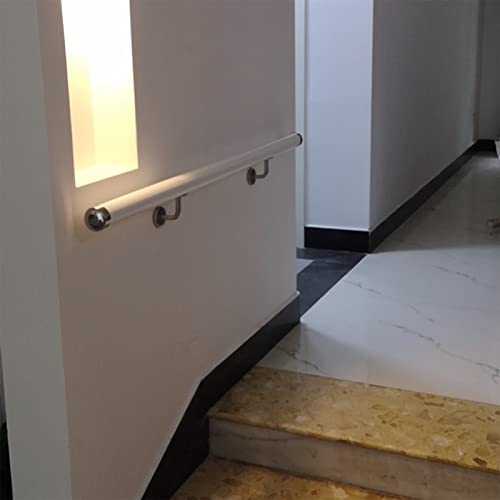 Rampe d'escalier en bois blanc massif avec supports muraux de sécurité - 8