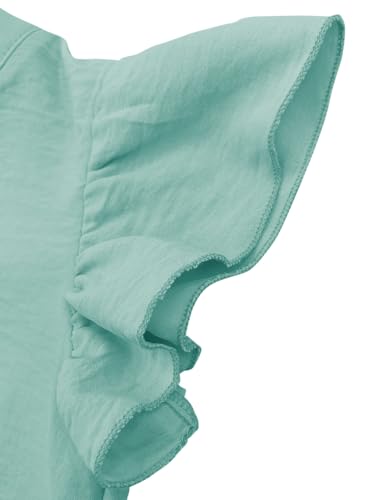 Floral Find Girls Casual Ruffle Short Sleeve V Neck Textured Shirts Summer Dressy Tunic Top Blouses4