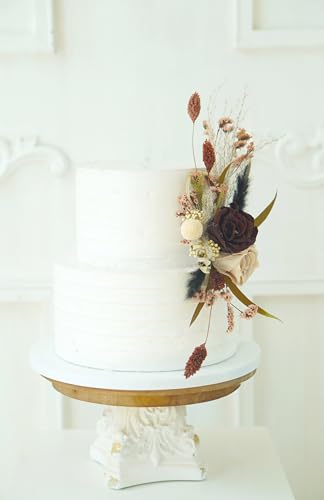Decoración floral para pastel de boda rústico miniatura 2