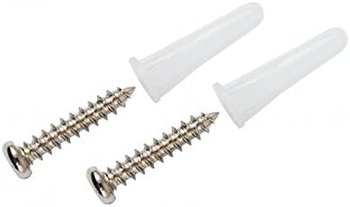 Mounting screws and wall plugs for smoke detector installation.