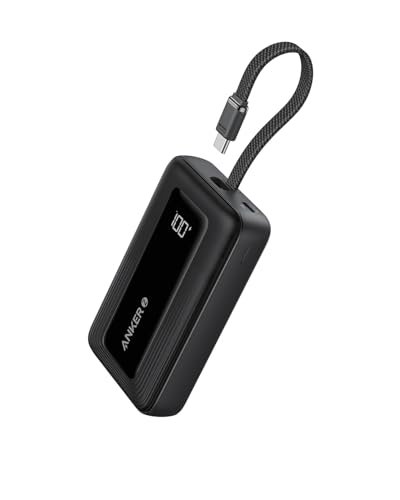 Anker Portable Charger,10,000mAh 30W Power Bank,USB-C in & Out Fast Charging Battery Pack,Travel Essential Phone Power Bank,for iPhone 16/15/14/13/12,iPad,MacBook,Galaxy,Google,and More,Black