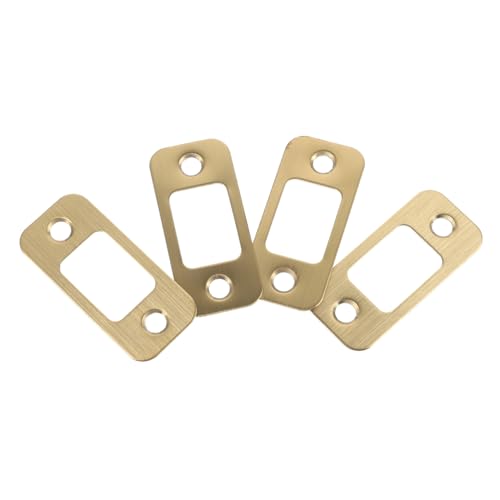 TOYMYTOY 4個 ドアロックアクセサリー プレート 部品 デッドボルトラッチ 黒 室内ドア用受け皿 ドア補強キット デッドボルト取り付けキット ドア補強板 ステンレス鋼 Golden