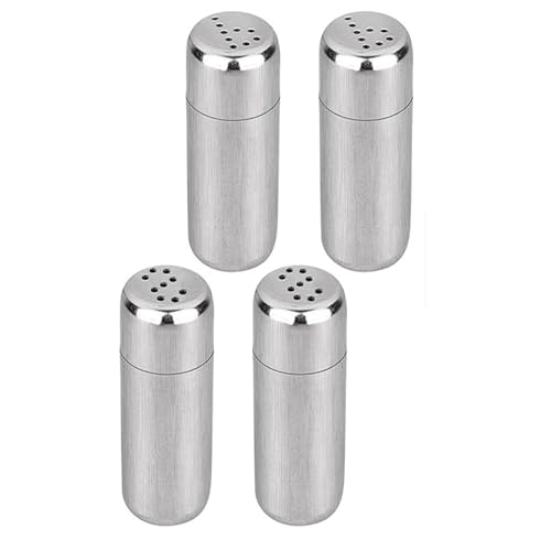 4pcs Mini Salt Pepper Shaker,Mini Salt Shakers Small for On The Go 5 ml Salt and Pepper Shakers,Stainless Steel Salt and Pepper Shakers