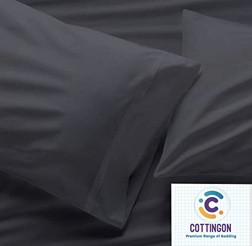 Image of Cottingon Rv King 72 X 75 4 Piece Bed Sheet Set for Campers, Luxury Soft Microfiber fits 6 to 10 Inches Deep RV Mattress, Dark Grey
