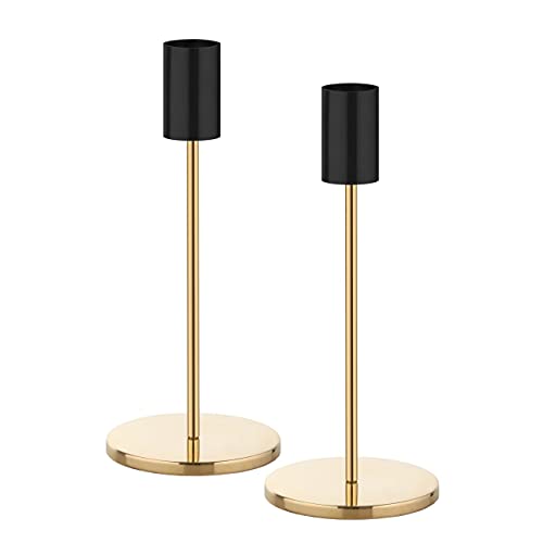 BOLD & DIVINE Soporte decorativo para velas, para velas, bodas, cenas, fiestas y decoración, tamaño (7 x 3 pulgadas), color dorado y negro Cover