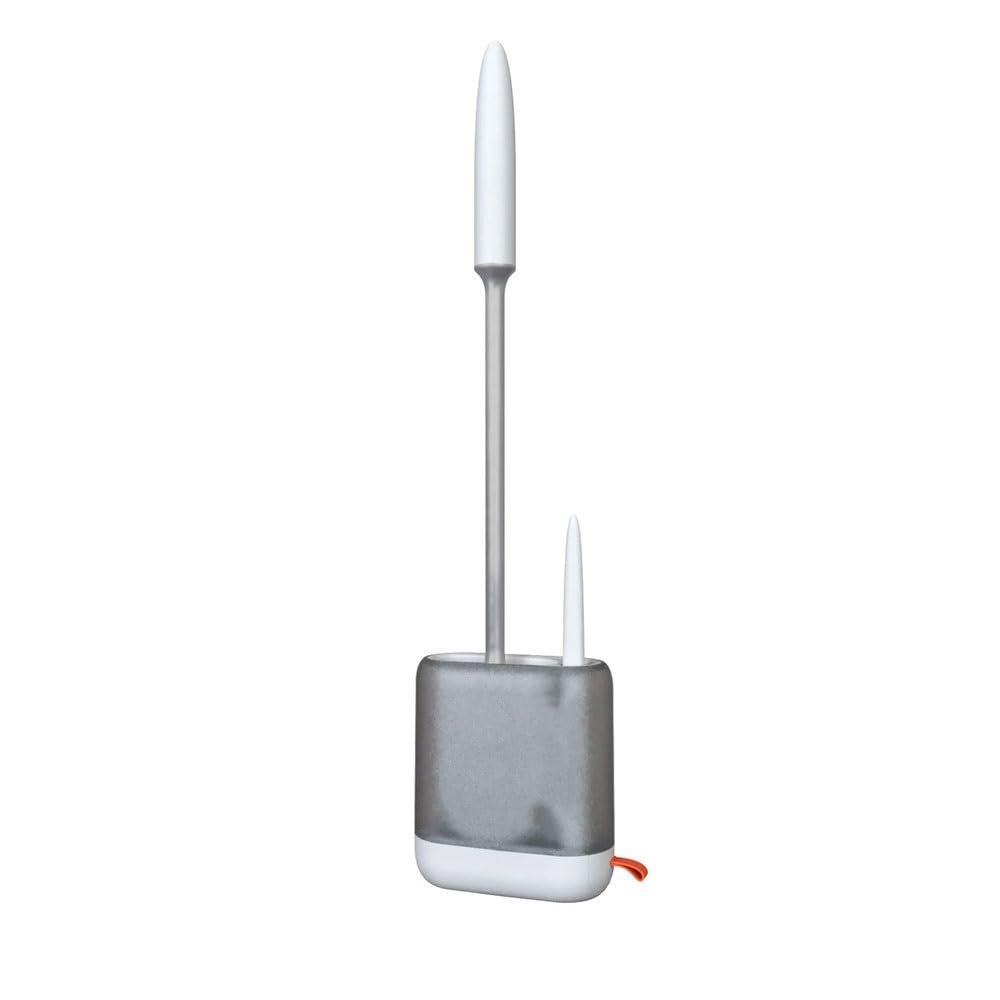 Cepillo de Inodoro Cepillo de baño Mango Largo for Montar en la Pared con Base Drenaje(Blanco)