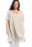 ellos Plus Size Linen-Blend Hanky Hem Tunic - 22/24, Stone