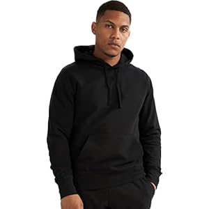 alsestudio Men`s Hoodie 100% Cotton Premium Quality Soft Touch Heavy Weight Loop Back Long Sleeve with Pocket Essential Style Pullover Sweatshirt with Hooded for Men