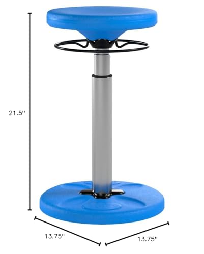 Image of Kore Adjustable Height Wobble Chair, Active Sitting for Children, Kids, Teens: Better Than a Balance Ball, Flexible Classroom Seating, Adjusts from 16.5 to 24 inches, Blue | Flexible seating for classroom and home boosts focus, improves posture and channels energy; anti-tip base; Made in USA