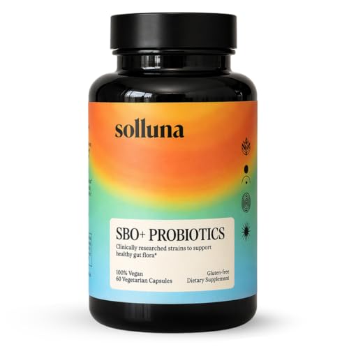 SBO Probiotics by Solluna Soil Based Organisms Prebiotics & Postbiotics with Humic Acid Shilajit Chaga & Turkey Tail Mushroom Gut Health & Digestion Kimberly Snyder (60CT) Vegan & Non-GMO