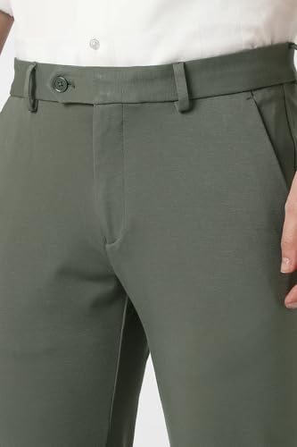 Image of Peter England Men's Slim Fit Mid Rise Formal Stretchable Knit Super Trouser | Comfort Lycra | 360-Degree Stretch