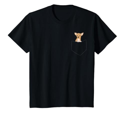 Cute Chihuahua Dog in Pocket Funny Chihuahua T-Shirt, Youth, Black, X-Small