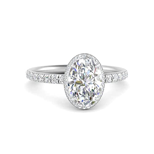 Bague Fiançailles Halo Ovale en Argent de la Taille 47 à 70 pour Sublimer vos Fêtes