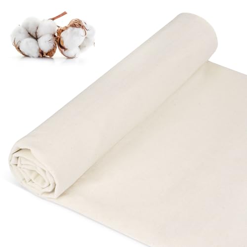 100% Cotton Muslin Fabric 63 Inch X 1.9 Yards Natural Unbleached Muslin Fabric By the Yard Premium Medium Weight Draping Fabrics Material for Sewing Quilting Embroidery Craft Projects