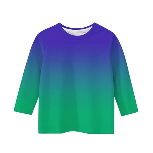 Girls 3/4 Sleeve Tops Gradient Graphic Tees Shirts Cotton T-Shirts Summer Casual Round Neck Tshirts3