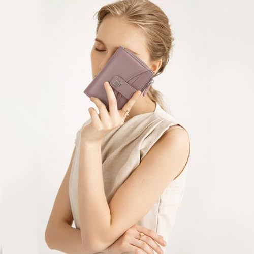Image of Small Wallets for Women Vegan Leather Bifold Card Holder with Zipper Pocket