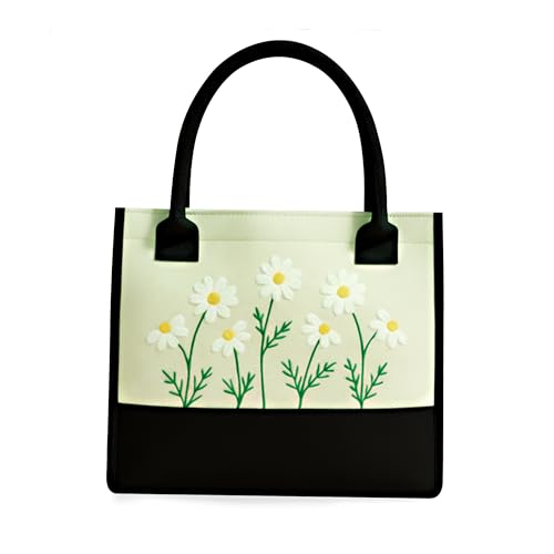 Image of Cotton Tote Bag For Woman Stylish | Embroidered Canvas Hand Bag With Floral Design | Casual Shoulder Bag Zipper For College Girls, Office, Daily Use, Travel, Beach, Shopping