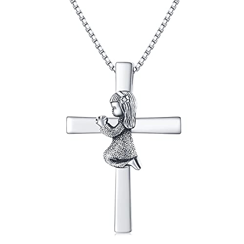 Cross Necklace for Men Women, 925 Sterling Silver Crucifix Cross Necklace/Faith Cross Necklace/Celtic Cross Necklace/Saint Christopher Cross Necklace