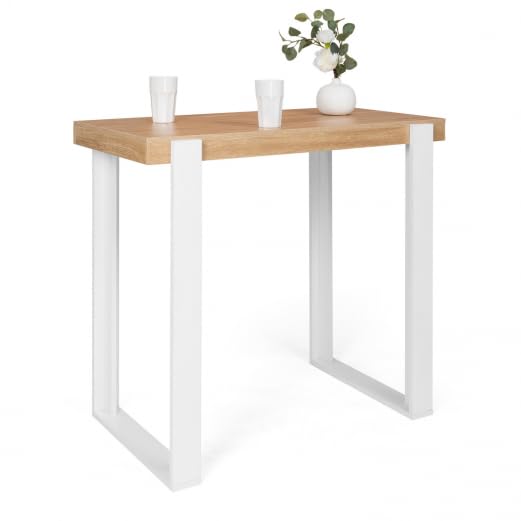 IDMarket Phoenix - Mesa alta de bar (113 cm), color blanco y madera