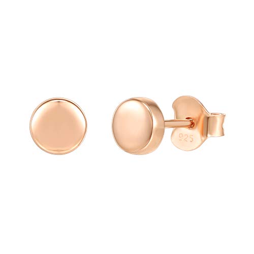 PAVOI 14K Gold Plated 925 Sterling Silver Earrings | Tiny Dot Disc Stud Earrings | Rose Gold Stud Earrings for Women
