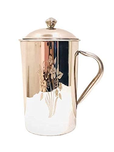 AR Enterprise Steel Flower Laser Art Jug Steel Jug Pitcher for Water Storage 2000ML