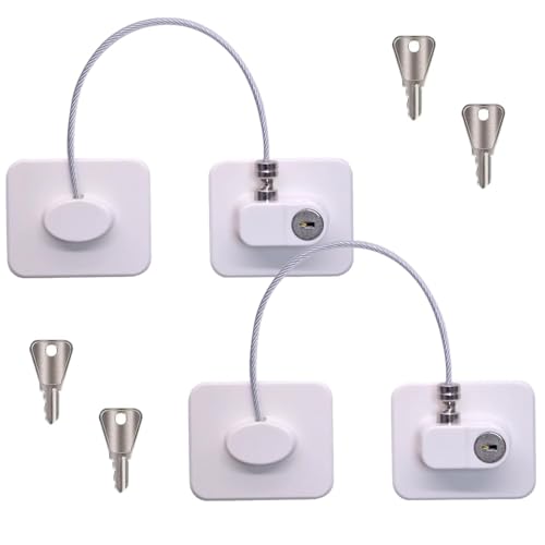 2-Piece Refrigerator Lock Set Secure Fridge Freezer and Cabinet Doors with Durable Adhesive Locks
