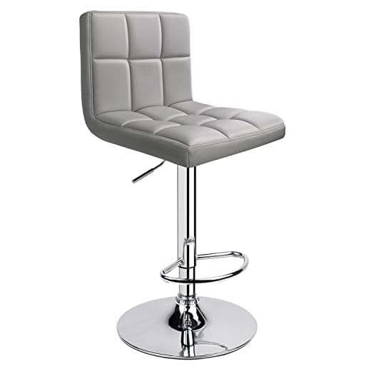Leopard Modern PU Leather Adjustable Swivel Bar stools - Light Grey - 1 Chair