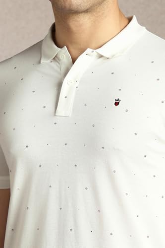Image of Louis Philippe Men's Slim Fit Premium High-End Pique in Superior Cotton All Over Print Half Sleeve Polo Tshirt for Everyday Essentials