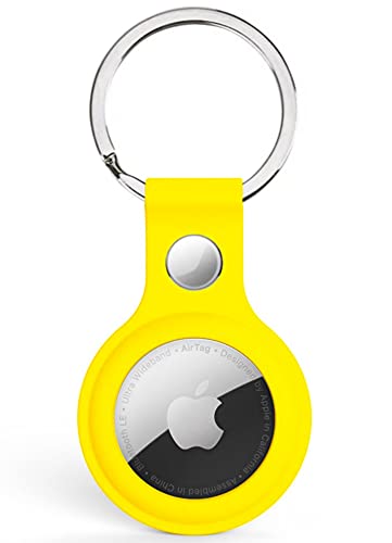 Image of Riggear Silicone Key Ring Holder Case Cover Compatible with Apple Airtag (Yellow)