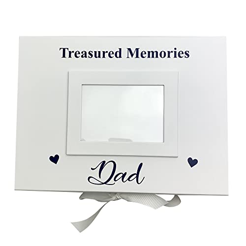 Little Secrets Clothing Personalised Bereavement Gift Treasured Memories Photo Gift Box, Remembrance Keepsake White Large Ribbon Box, Family Memory Present