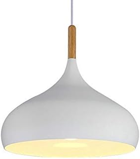 Contemporary Metal Pendant Light Shade Smooth Surface Dinning Ceiling Pendant Lamp Fixture (White)