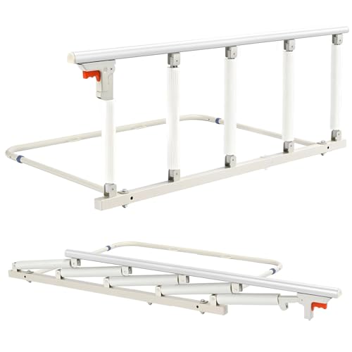 AUORUSI Barandillas de Cama para Seguridad de Adultos Mayores, Manija Plegable para Barra de Ayuda para Cabecera, Adecuada para Protección contra Caídas para Ancianos y Niños, 5 Pilares