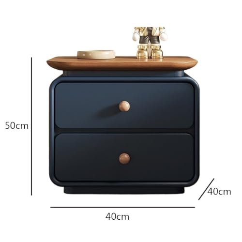 Table de chevet bleu avec plateau et meuble rangement double tiroir XS - 4