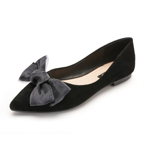 Unifizz Women's Flats, Ballet Flats for Women, Bowknot Pointed Toe Comfort Light Weight Slip-On Dress Shoes