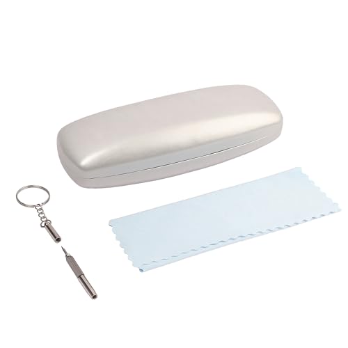 Image of VIVID Vision Unisex Adult Eyewear Specs Case Cover | Screw Driver | Free Cloth | Protect Eye Glasses | Chashma Dibbi | Spectacle Box | HINGE-SPRING | Metal | 3 IN 1