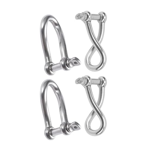KAIXINXIN 4pcs Stainless Steel D Rings Shackles Secure Anchoring Screw Pin Simple Install for Heavy Duty Tractions On Boats & Cables