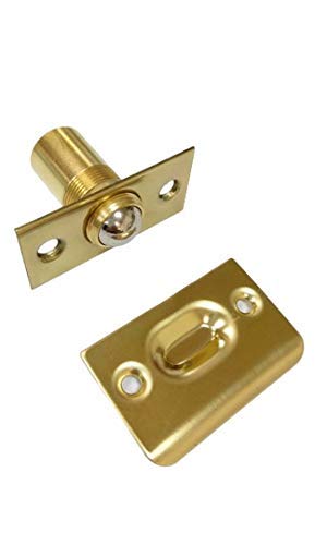 QCAA Solid Brass Adjustable Ball Catch with Strike, 2-1/8" x 1" x 1-5/16" Height, 11/16" Dia., Polish Brass, 1 Pack, Made in Taiwan