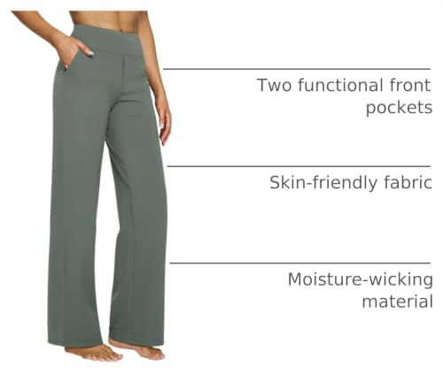 Image of G4Free EverGoing Yoga Pants Women Wide Leg Pants with Pockets High Waist Stretch Dress Casual Sweatpants Petite /Regular /Tall