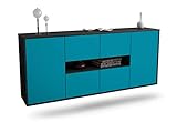 Dekati Sideboard Stamford hängend (180x77x35cm) Korpus anthrazit matt - Front Türkis - Push to Open