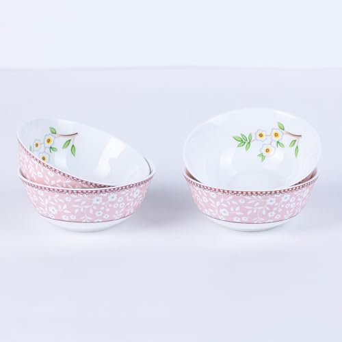 Image of GOLDEN QUEEN'S Handcrafted 12 Pieces Dinner Set | 4 Dinner Plates, 4 Small Bowls & 4 Snack Plates | Perfect for Hosting Guests and Daily Meals - Birdie in Pink Dinnerware