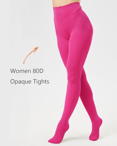 Image of DUCMODA Womens 80 Denier Opaque Tights, Women's Soft Solid Color Footed Pantyhose, High Waist Stocking with 30+ Colors