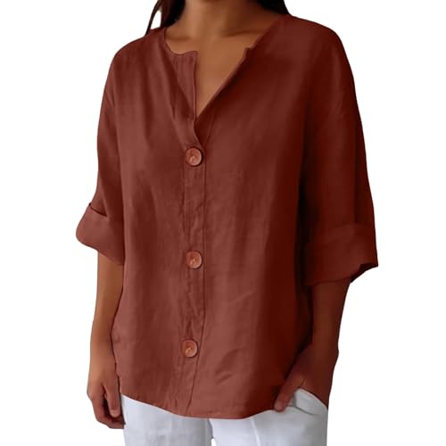 Tunique Femme Longue Chemise en Jean Femme Chemisiers Et Blouses Chic Elegant Lin Blanche sans Manche Argent Coton Col Mao Grande Taille Faux Bas De Ete...
