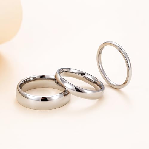 Tigrade TR6080S100 2Mm 4Mm 6Mm 8Mm Titanium Ring Plain Dome High Polished Wedding Band Comfort Fit Size 4-15 thumb #2